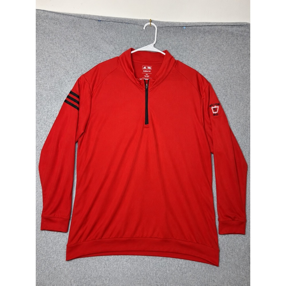 Adidas Climalite Quarter Zip Pullover Mens 2XL Red Williams 1932 Athletic Shirt